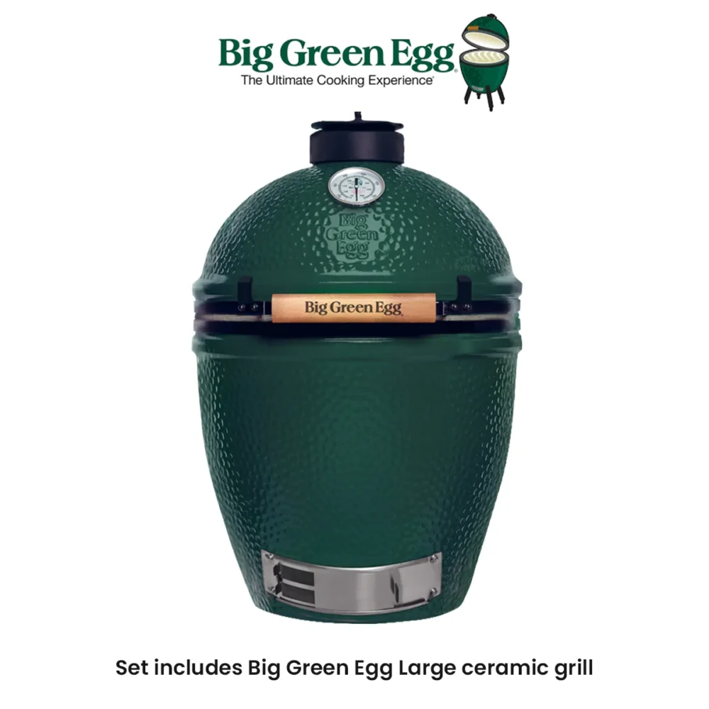 set includes Big Green Egg Large ceramic grill
